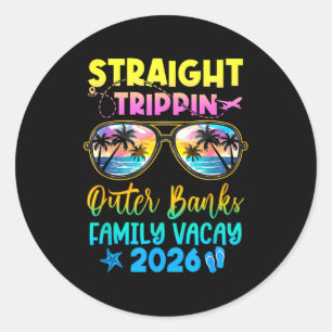 Sticker Rond Vacances en famille à Outer Banks 2026 Tout Droit
