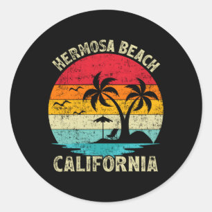 Sticker Rond Vacances en famille California Hermosa Beach