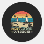 Sticker Rond Vacances en famille Cape Cod 2025 Vacances côtière (Devant)