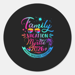 Sticker Rond Vacances en famille Myrtle 2026 Cadeau Palmier