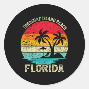 Sticker Rond Vacances en famille Vintage Retro Florida Treasure