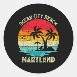 Sticker Rond Vacances en famille Vintage Retro Maryland Ocean C