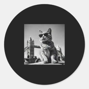 Sticker Rond Vacances en Grande-Bretagne et visites de chats à