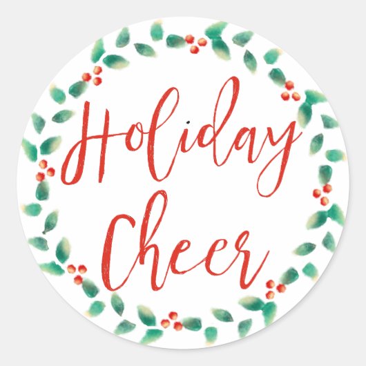 Sticker Rond Vacances en rouge et vert couronne de Noël (Devant)