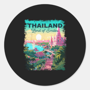 Sticker Rond Vacances en Thaïlande Vintage