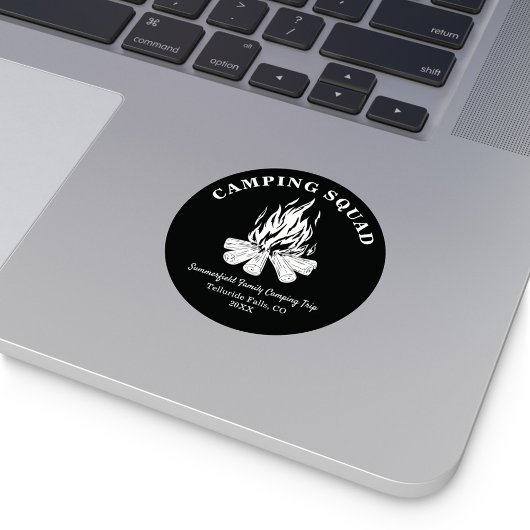 Sticker Rond Vacances familiales sur mesure Camping-fire Trip