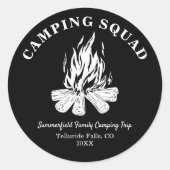 Sticker Rond Vacances familiales sur mesure Camping-fire Trip (Devant)