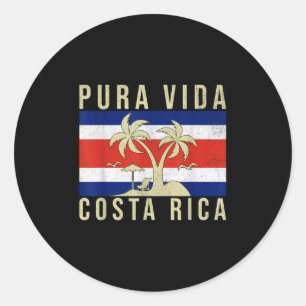 Sticker Rond Vacances familiales vintages Costa Rica Drapeau Pu