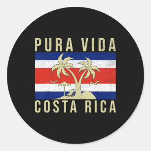 Sticker Rond Vacances familiales vintages Costa Rica Drapeau Pu