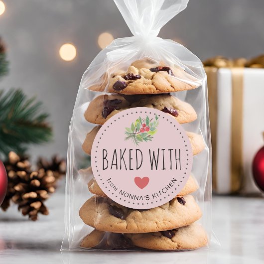 Sticker Rond Vacances Festives Verdure Cuite Avec Amour