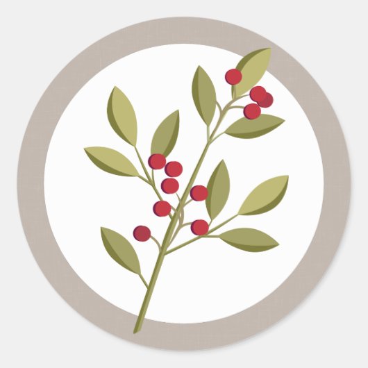 Sticker Rond Vacances Garland Noël Berry Enveloppe Sceau (Devant)