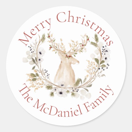 Sticker Rond Vacances hiver Deer Wreath (Devant)