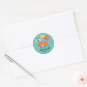Sticker Rond Vacances hivernales moelleux Fox Snowy (Enveloppe)