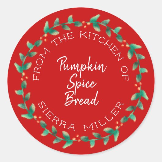 Sticker Rond Vacances Holly Wreath Cuisine Traitements Cadeau R (Devant)
