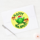 Sticker Rond Vacances Hoppy Cartoon Noël Frog Bows Bells (Enveloppe)