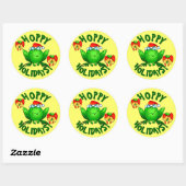 Sticker Rond Vacances Hoppy Cartoon Noël Frog Bows Bells (Feuille)