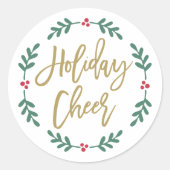 Sticker Rond Vacances Jeu d'or moderne Script de Noël Wreath (Devant)