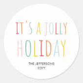 Sticker Rond Vacances Joyeuses Colorées Modernes | Noël (Devant)