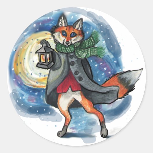 Sticker Rond Vacances Lanterne Fox~stickers (Devant)