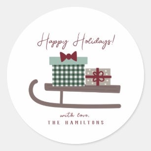 Sticker Rond Vacances mini-mignonnes et joyeuses Sleigh