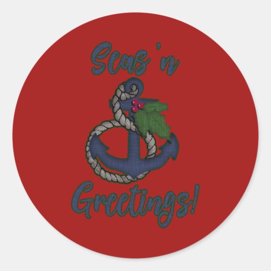 Sticker Rond Vacances nautiques | Seas 'n Salutations (Devant)