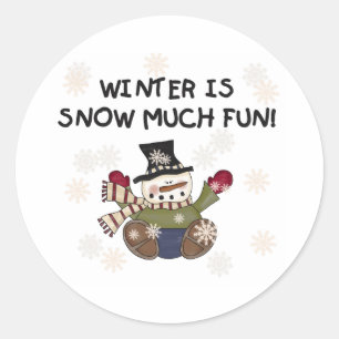 Sticker Rond Vacances neige beaucoup amusant
