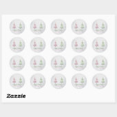 Sticker Rond Vacances Neige Pink Green Ptree (Feuille)