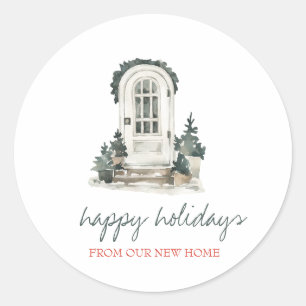 Sticker Rond Vacances Nous Avons Déménagé Porte Avant