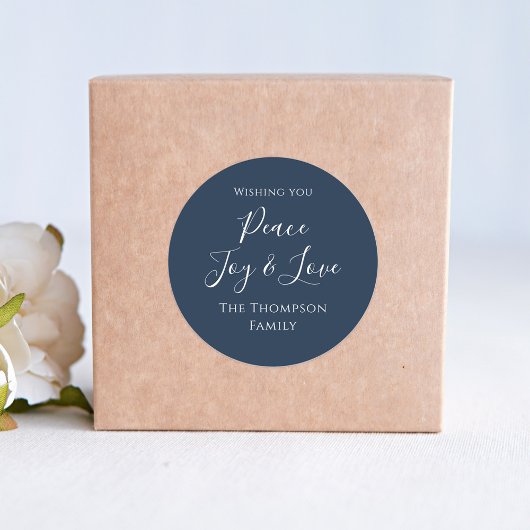 Sticker Rond Vacances Paix Simple Joie Amour Script de calligra