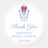 Sticker Rond Vacances Rouge Bow Ginger Jar Merci Favor (Devant)