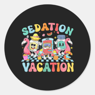 Sticker Rond Vacances sous sédation ambiance estivale drôle inf