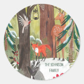 Sticker Rond Vacances traditionnelles animaux festifs de bois (Devant)