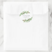 Sticker Rond Vacances verdure feuilles et baies Retour Adresse (Sac)