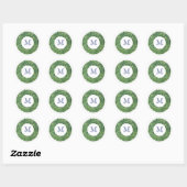 Sticker Rond Vacances Verdure Wreath Monogramme Enveloppe Sceau (Feuille)