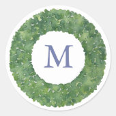 Sticker Rond Vacances Verdure Wreath Monogramme Enveloppe Sceau (Devant)