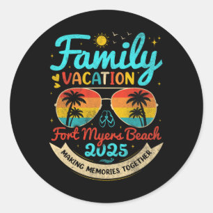 Sticker Rond Vacances vintages en famille Fort Myers Beach 2025