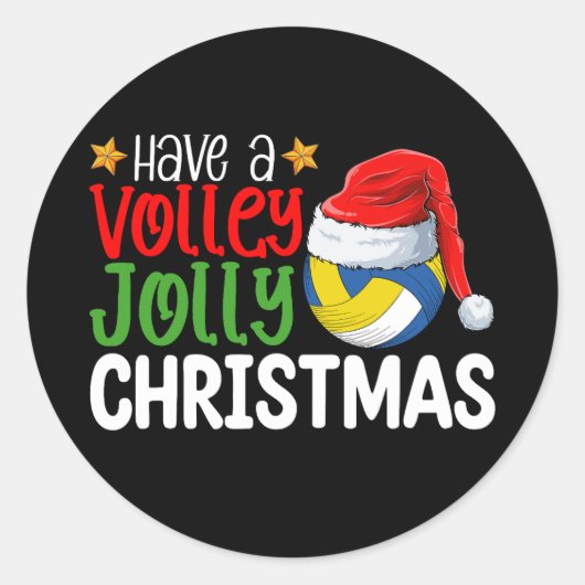 Sticker Rond Vacances Volley Jolly Noël Volleyball (Devant)