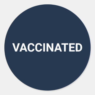 Sticker Rond Vacciné bleu marine foncé blanc personnalisable