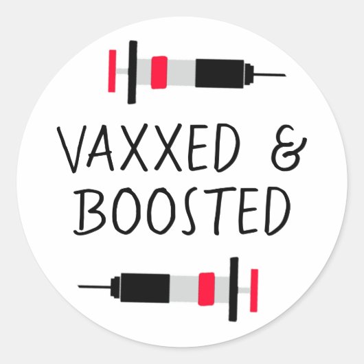 Sticker Rond Vacciné et Boosté, Vax Covid (Devant)