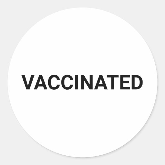 Sticker Rond Vacciné, noir blanc personnalisable (Devant)