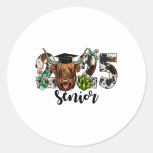 Sticker Rond Vache 2025 Cl Senior De 2025 Graduation 2025