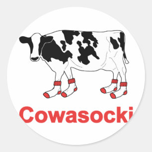 Sticker Rond Vache à lait dans les chaussettes - vache à