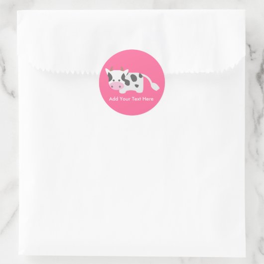 Sticker Rond Vache adorable (Sac)