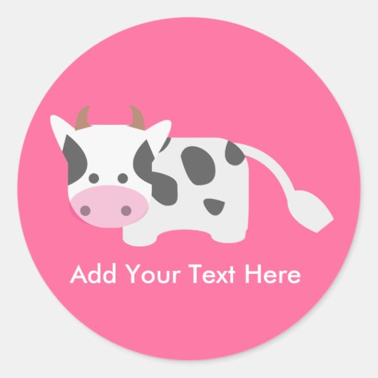 Sticker Rond Vache adorable (Devant)