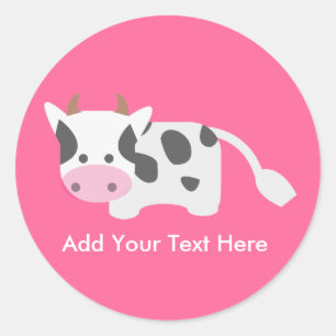 Sticker Rond Vache adorable