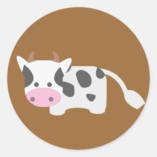 Sticker Rond Vache adorable (Devant)