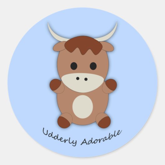 Sticker Rond Vache adorable âgée (Devant)