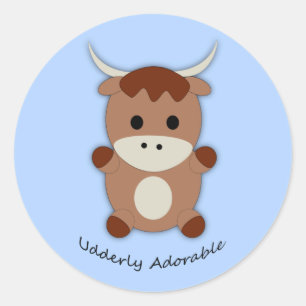 Sticker Rond Vache adorable âgée