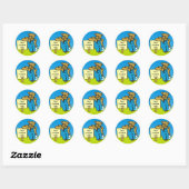 Sticker Rond Vache avec signe (Feuille)