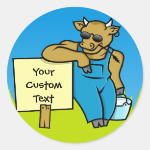 Sticker Rond Vache avec signe